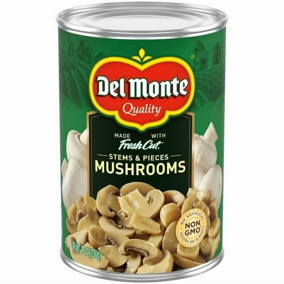 Del Monte Mushroom Stems and Pieces, 8 oz Can, Pack of 2