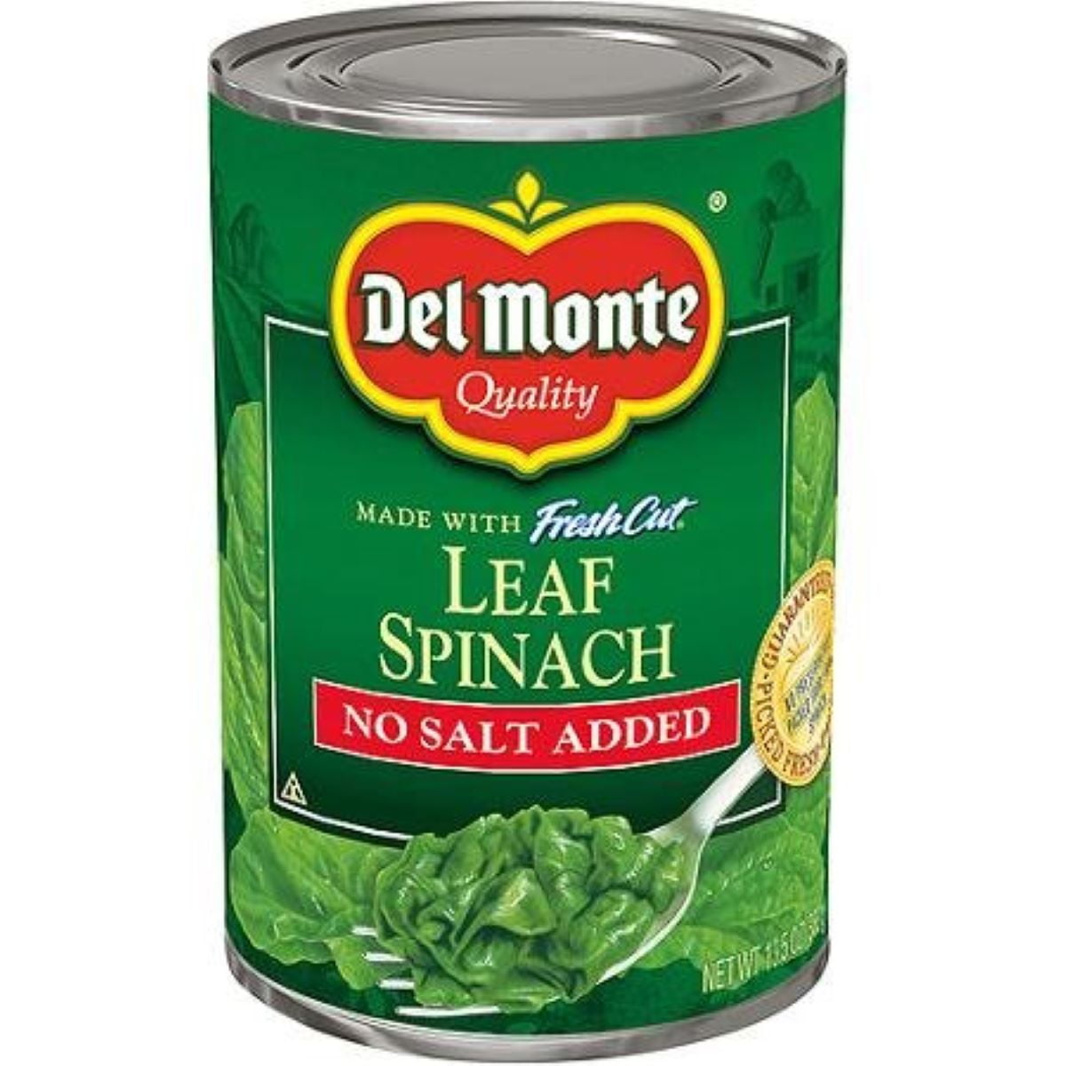 Del Monte No Salt Leaf Spinach cans, Quantity of 12