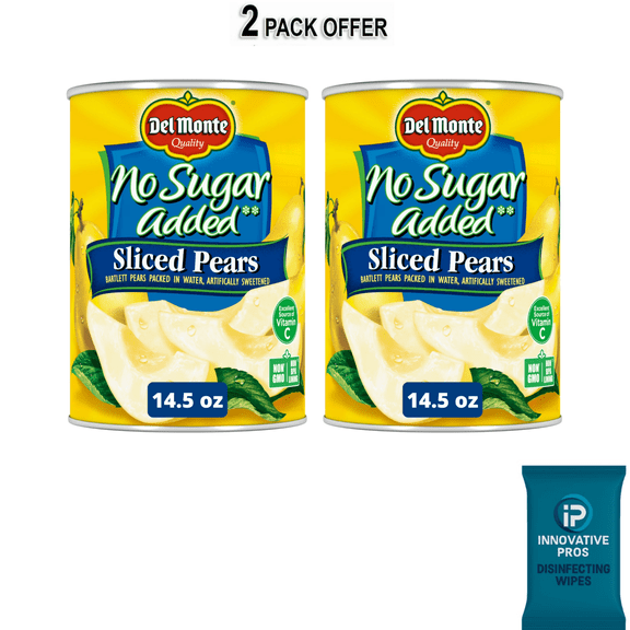 Del Monte No Sugar Added Bartlett Pears, Canned Fruit, 14.5 oz Can