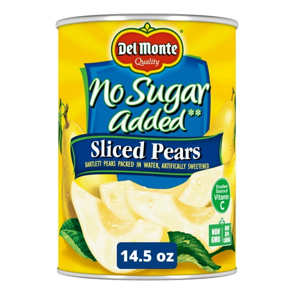 Del Monte No Sugar Added Bartlett Pears, Canned Fruit, 14.5 oz Can
