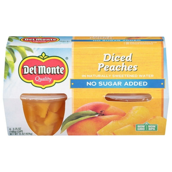 2 Pack - Del Monte No Sugar Added Diced Peaches - 4 ct Packaging may vary