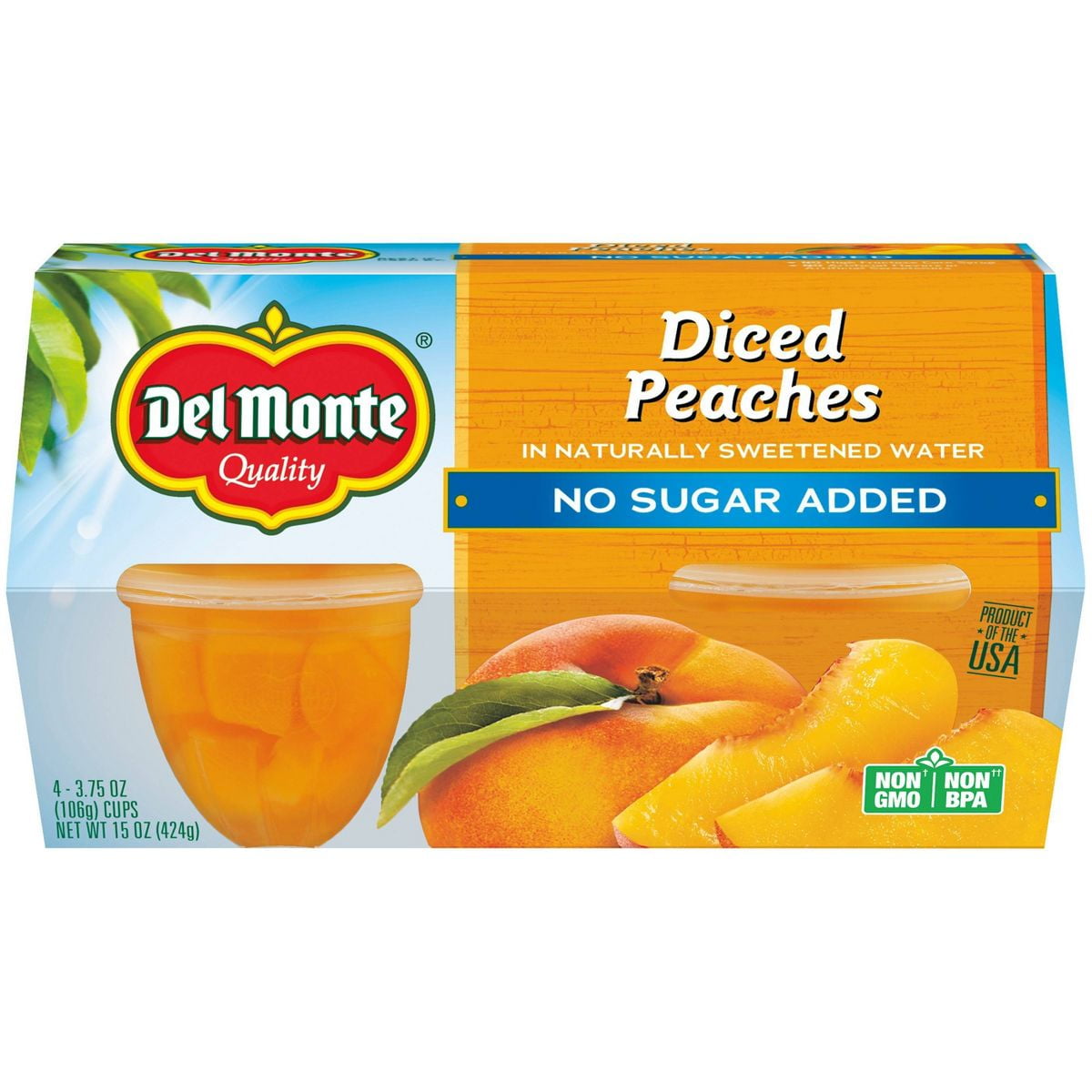 Del Monte No Sugar Added Diced Peaches - 4ct/16oz - Pack of 2