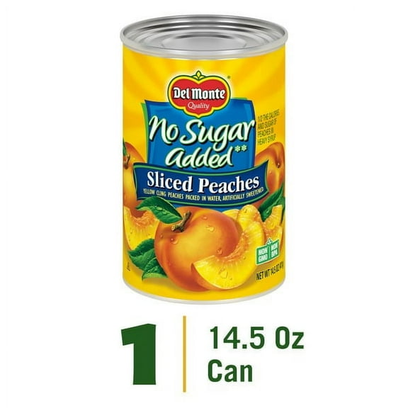 Del Monte No Sugar Added Yellow Cling Sliced Peaches Canned Fruit 14.5 oz (Pack of 2)