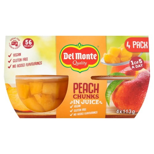 Del Monte Peach Chunks In Juice Fruit Pot 4 x 113g, British Import (Pack of 3)