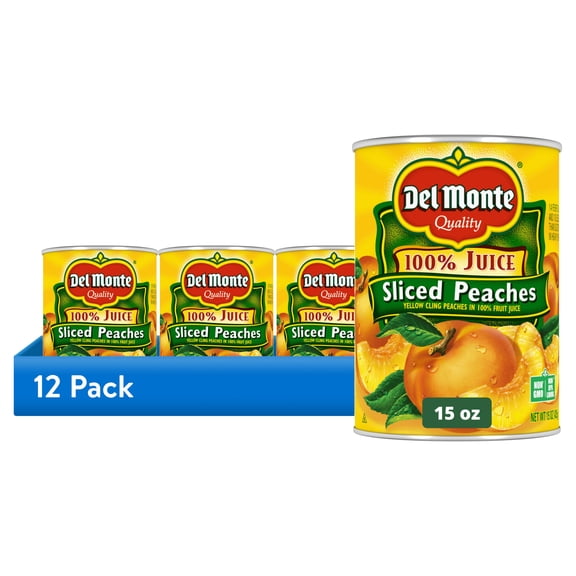 (12 pack) Del Monte Yellow Cling Sliced Peaches, Canned Fruit, 15 oz Can