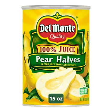 Del Monte Pear Halves in 100% Juice, Canned Fruit, 15 oz Can