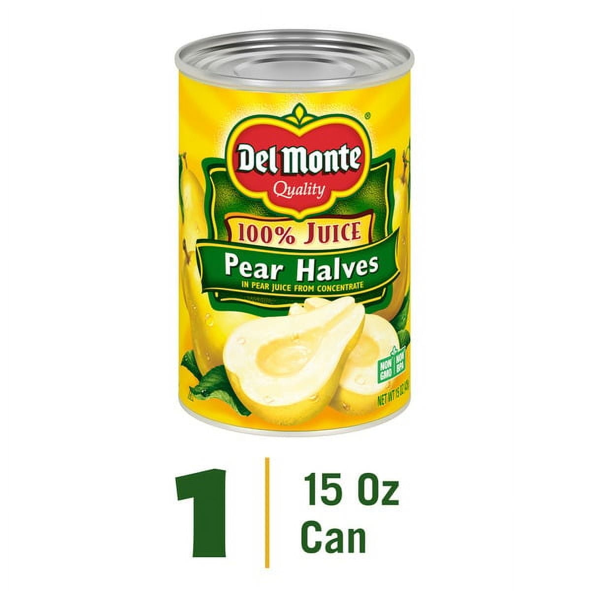 Del Monte Pear Halves in 100% Juice Canned Fruit 15 oz (Pack of 6)