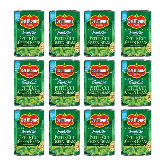 Del Monte Petite Cut Green Beans, 14.5 Oz, (Pack Of 12)