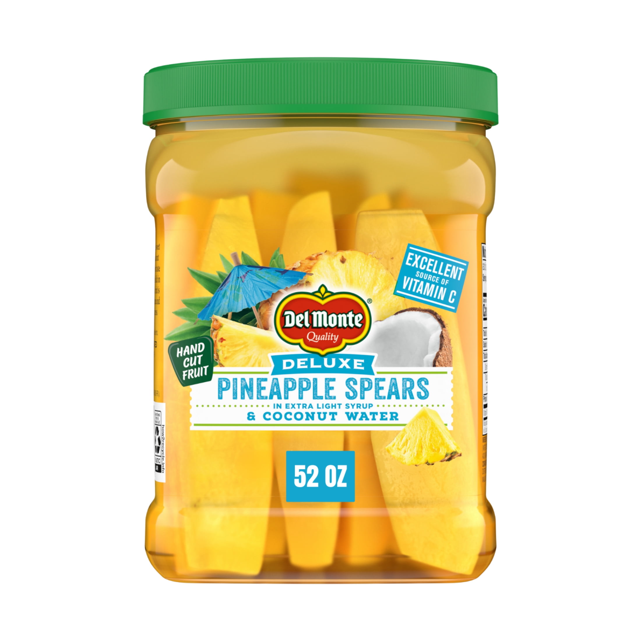 Del Monte Pineapple Spears in Extra Light Syrup & Coconut Water, 52 oz Jar