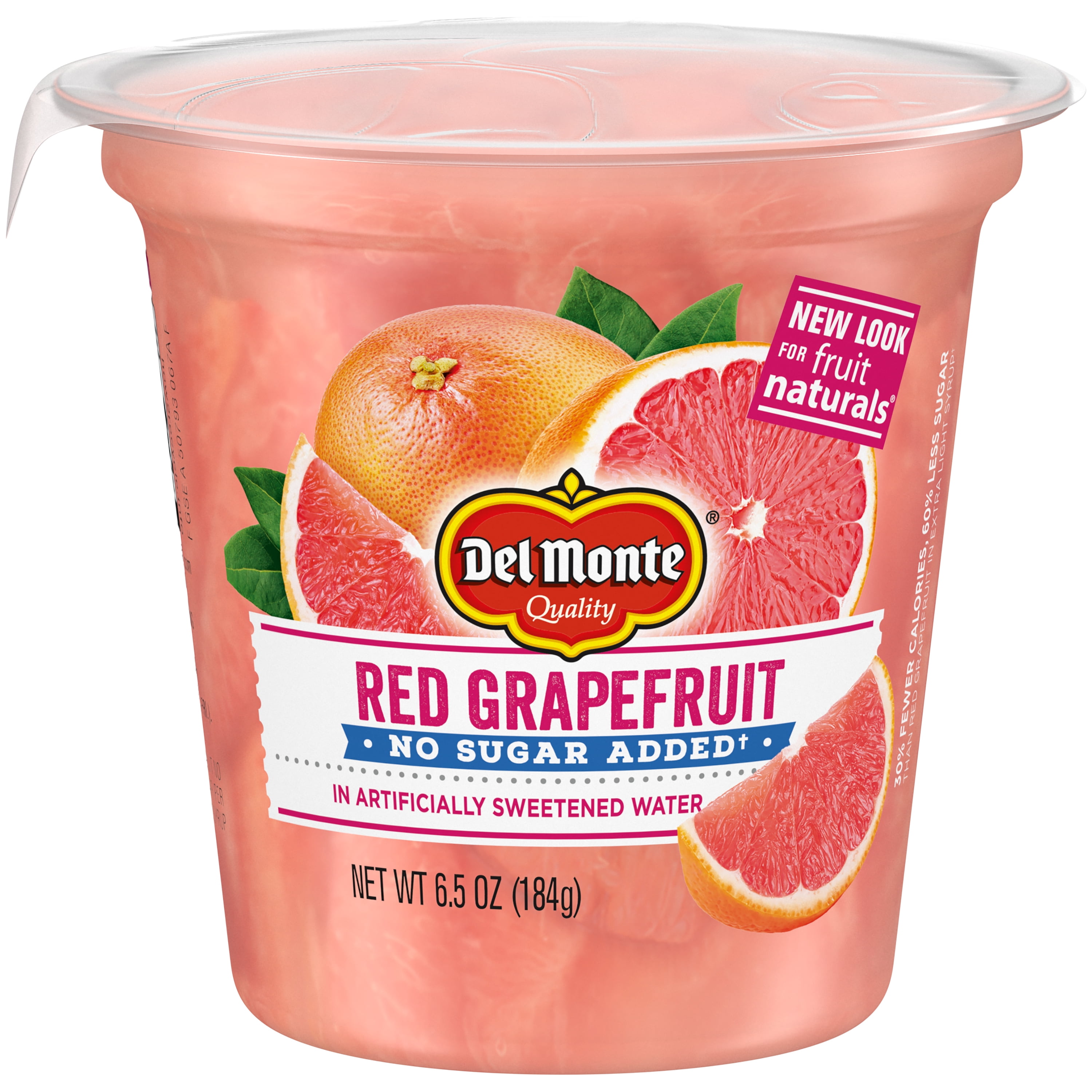 Del Monte Red Grapefruit, No Sugar Added, 7 oz. Cup, Fresh Refrigerated