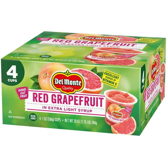 Del Monte Red Grapefruit in Extra Light Syrup 7 oz Cups (4 cups)