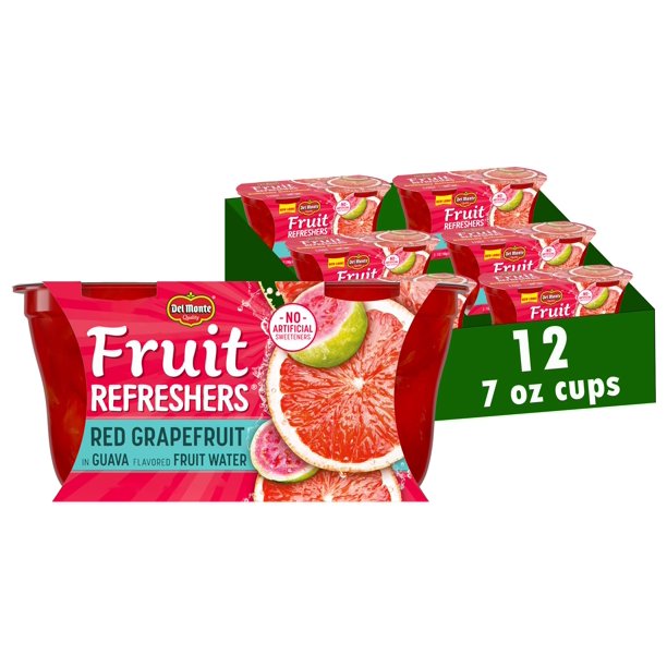 Del Monte Refreshers Red Grapefruit In Guava Fruit Water Cups, 7 Ounce