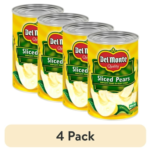(4 pack) Del Monte Canned Fruit Sliced Pears in Heavy Syrup 15.25 oz