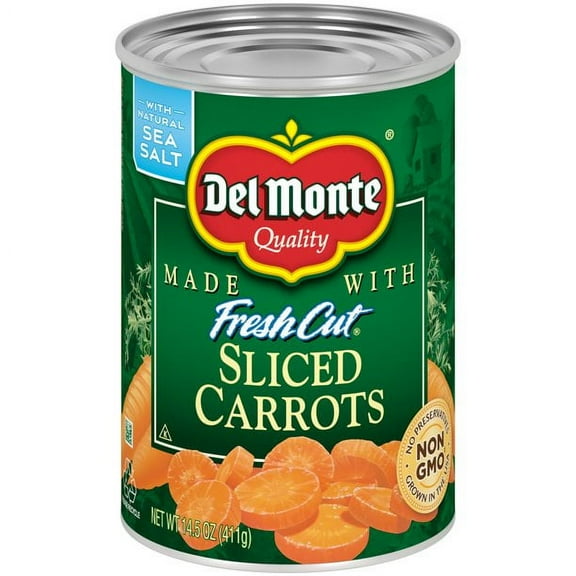 Del Monte Sliced Carrots, Canned Vegetables, 14.5 oz Can, Quantity of 12