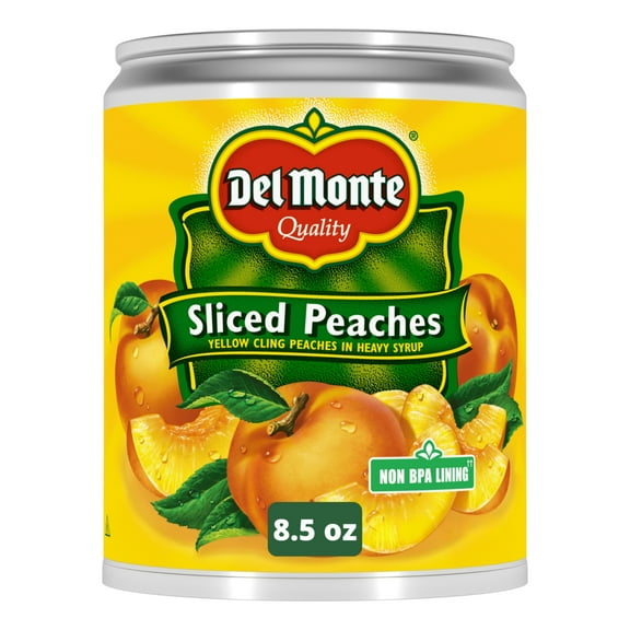 Del Monte Sliced Yellow Cling Peaches in Heavy Syrup, Canned Fruit, 8.5 oz Can