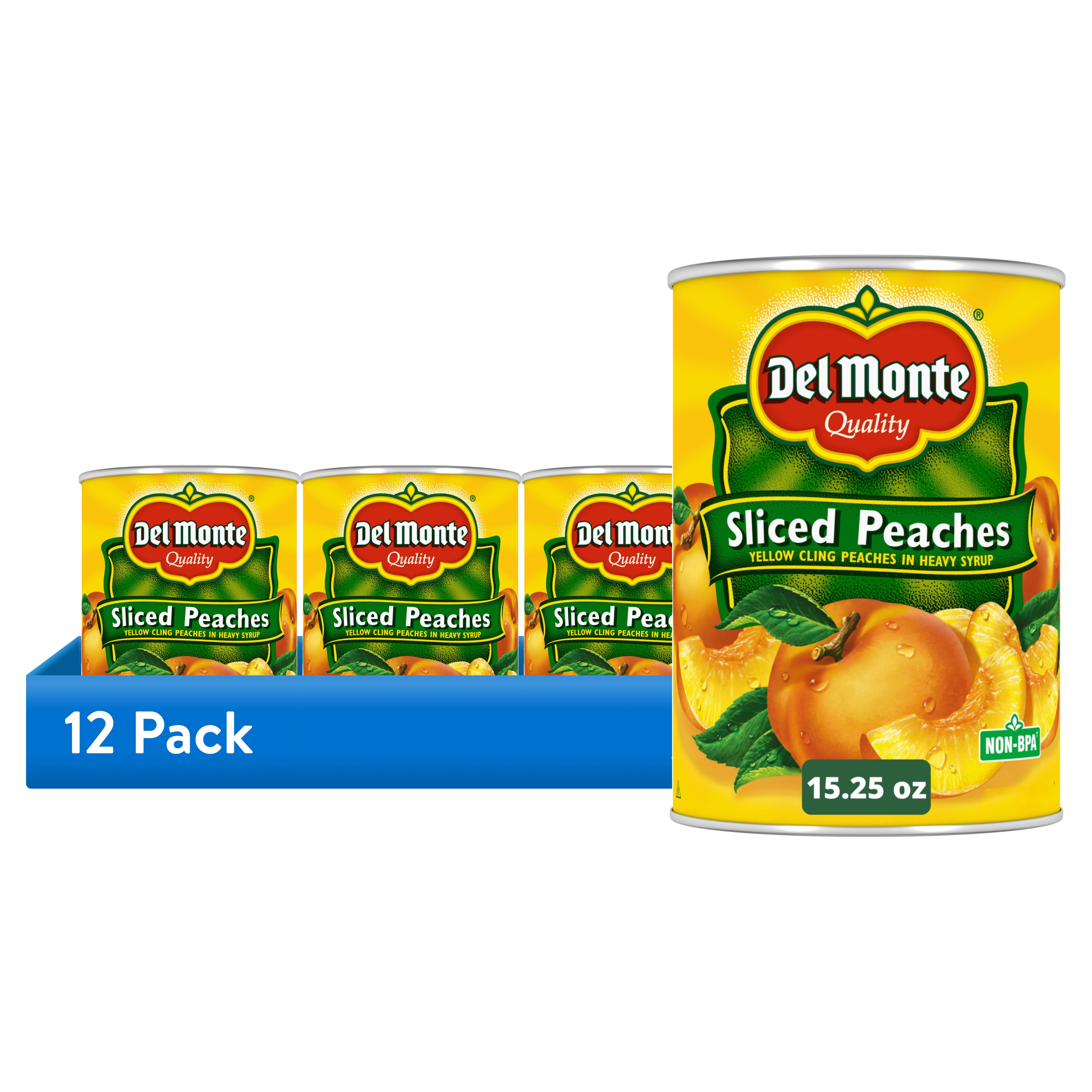 (12 pack) Del Monte Yellow Cling Sliced Peaches, Canned Fruit, 15.25 oz Can