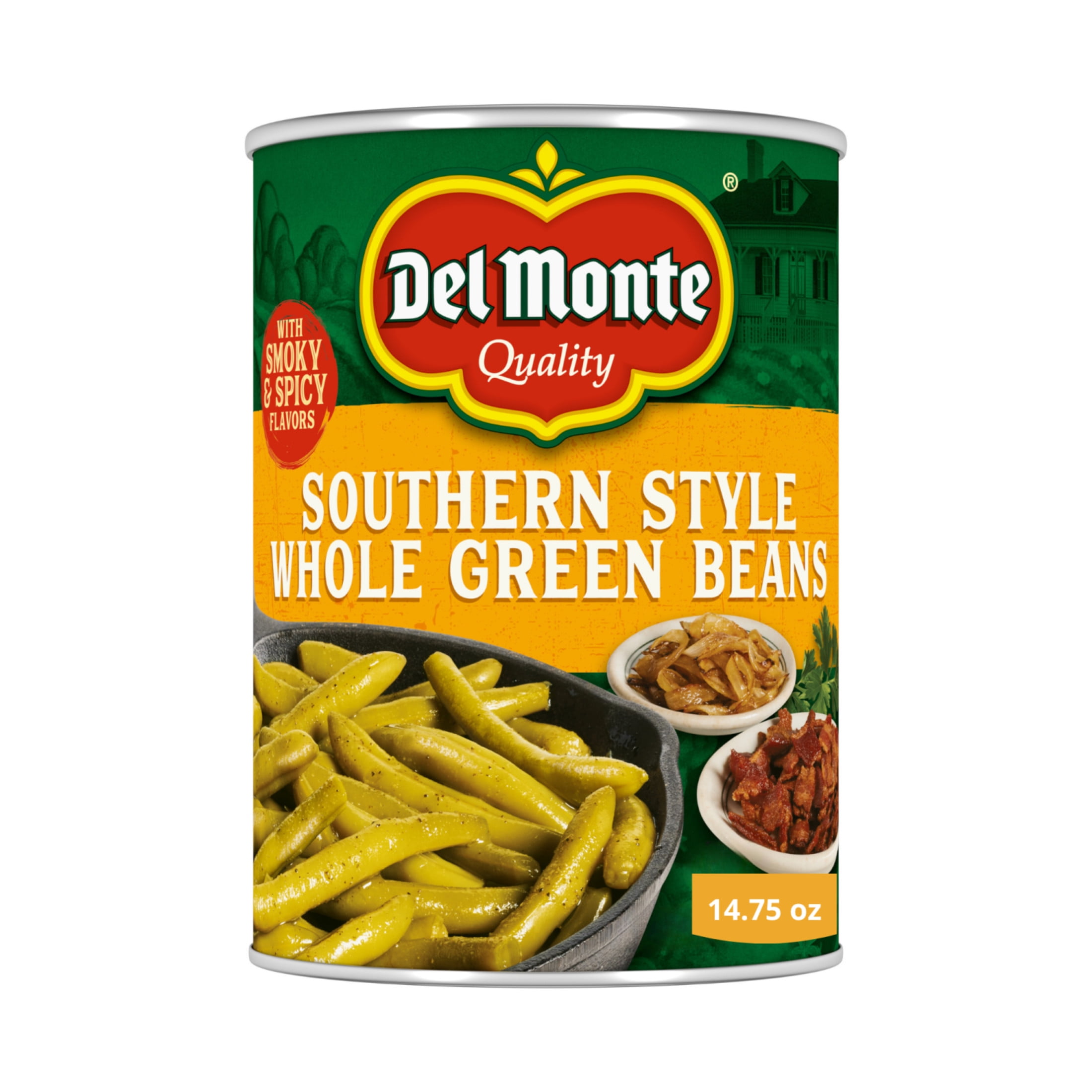 Del Monte Southern Style Whole Green Beans, Canned Vegetables, 14.5 oz Can