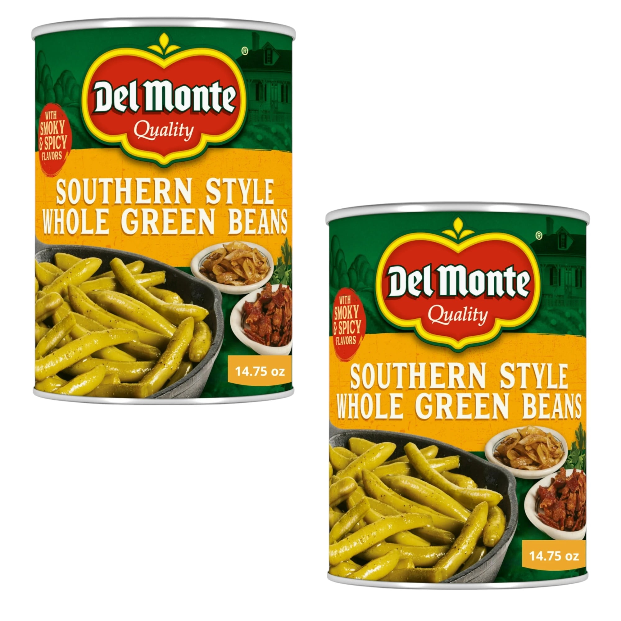 Del Monte Southern Style Whole Green Beans, 2 Pack, 14.5 oz Can