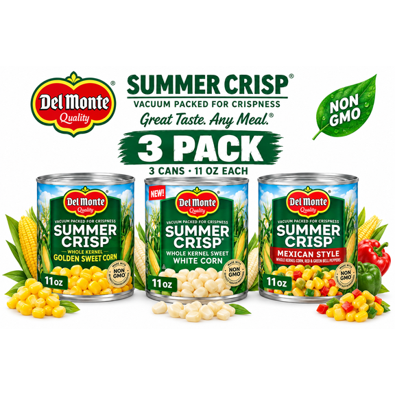 Del Monte Summer Crisp Corn Variety Pack, 11 oz Cans, 3 Pack (Golden Sweet, White & Mexican Style Corn)