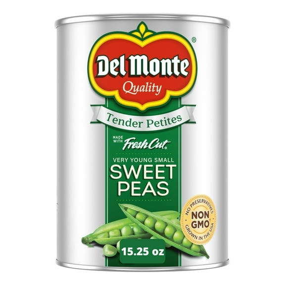 Del Monte Very Young Small Sweet Peas 15.25 oz Can, Canned Vegetables