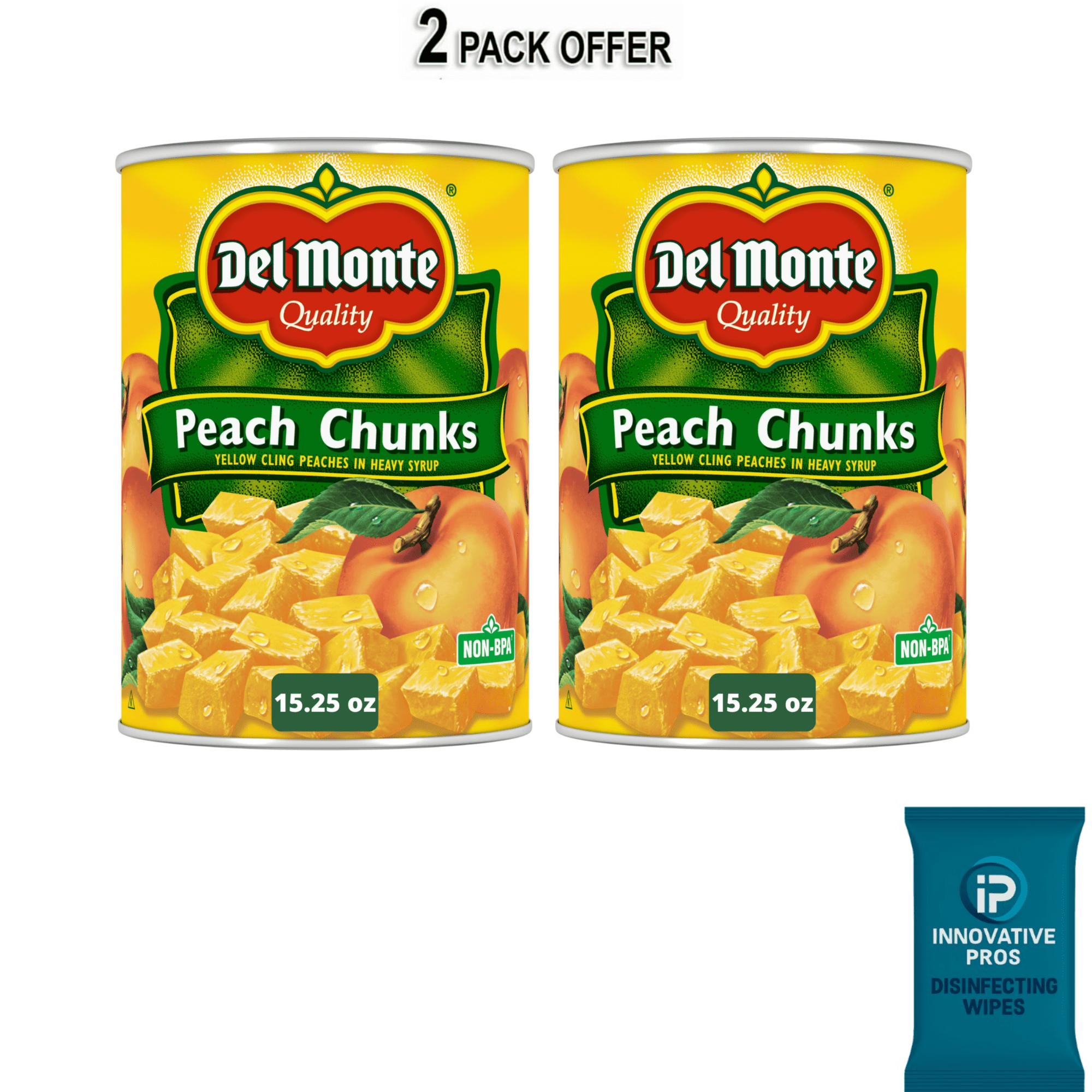 Del Monte Yellow Cling Peach Chunks, Canned Fruit, 15.25 oz Can ...