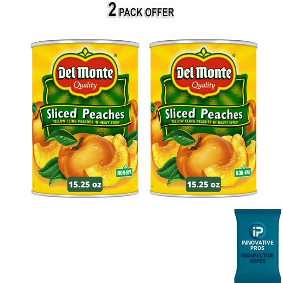 Del Monte Yellow Cling Sliced Peaches, Canned Fruit, 15.25 oz Can