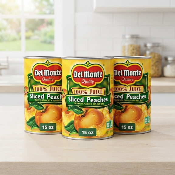 Del Monte Yellow Cling Sliced Peaches, Canned Fruit, 15 oz Can, Pack of 3