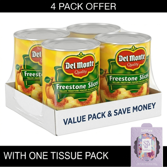 Del Monte Yellow Freestone Sliced Peaches, Canned Fruit, 15.25 oz Cans