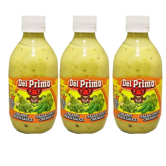 Del Primo Salsa Verde Cremosa Creamy Green Sauce 10.5oz Bottle (Pack of 3)