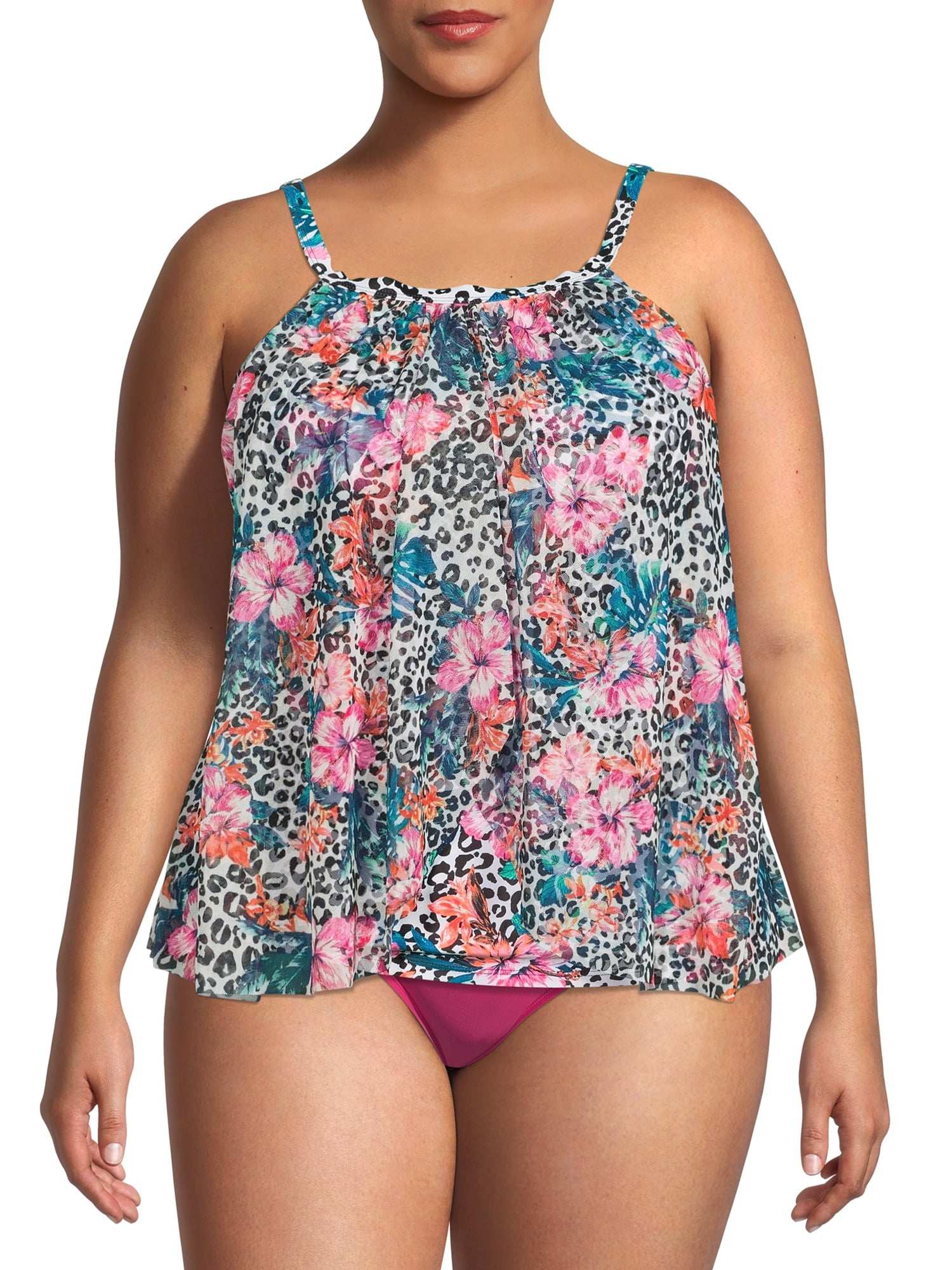 Tropical plus size hotsell halter tankini swimsuits
