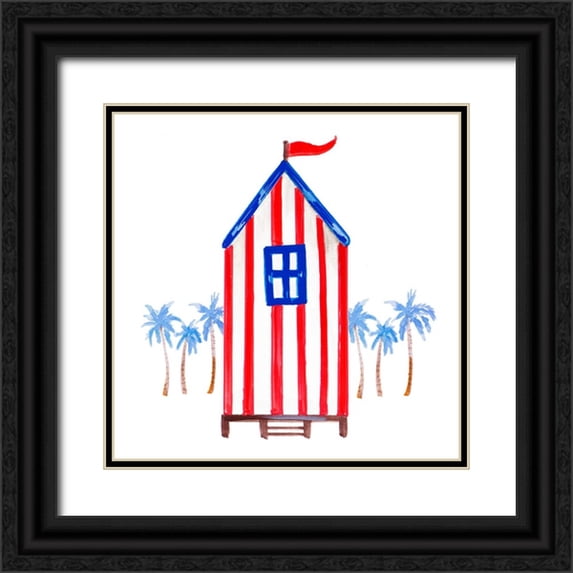 Del Sol, Ani 12x12 Black Ornate Wood Framed with Double Matting Museum Art Print Titled - Lifeguard House I