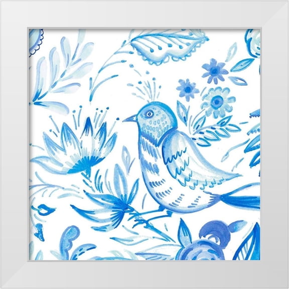 Del Sol, Ani 12x12 White Modern Wood Framed Museum Art Print Titled - Birds in Blue II