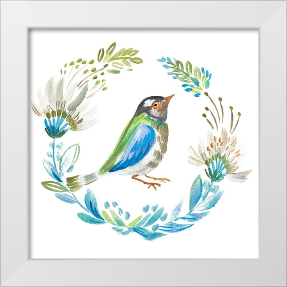 Del Sol, Ani 12x12 White Modern Wood Framed Museum Art Print Titled - Little Bird Floral IIII