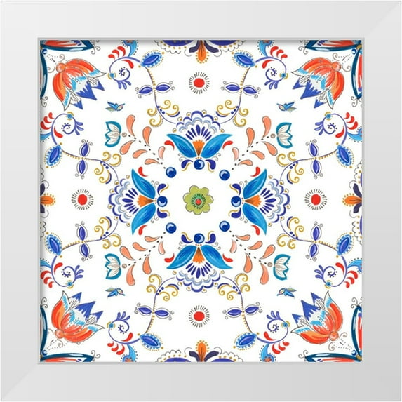 Del Sol, Ani 12x12 White Modern Wood Framed Museum Art Print Titled - Retro Floral II