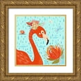 thumbnail image 1 of Del Sol, Ani 15x15 Gold Ornate Wood Framed with Double Matting Museum Art Print Titled - Flamingo in the Rain, 1 of 4