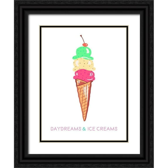 Del Sol, Ani 19x24 Black Ornate Wood Framed with Double Matting Museum Art Print Titled - Daydreams and Ice Creams