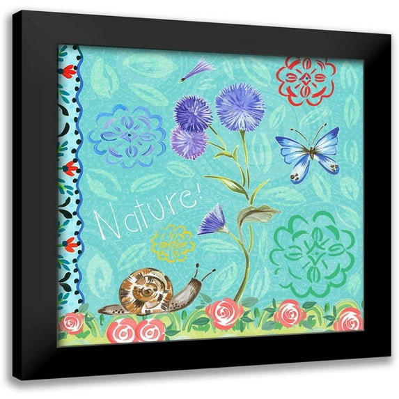 Del Sol, Ani 20x20 Black Modern Framed Museum Art Print Titled - Nature Garden with Buttefly