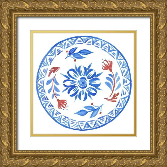 Del Sol, Ani 20x20 Gold Ornate Wood Framed with Double Matting Museum Art Print Titled - Provence Floral I