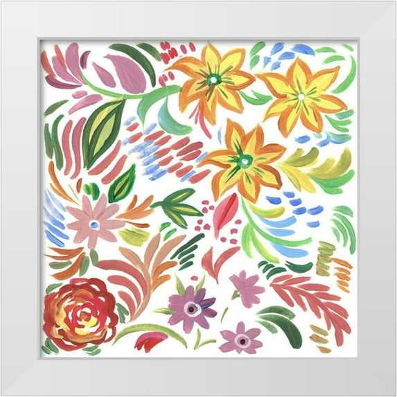 Del Sol, Ani 20x20 White Modern Wood Framed Museum Art Print Titled - Flora Square I