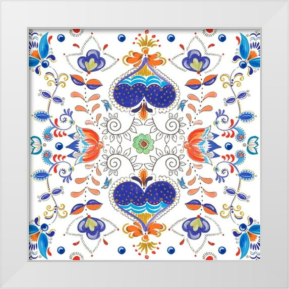 Del Sol, Ani 20x20 White Modern Wood Framed Museum Art Print Titled - Retro Floral I