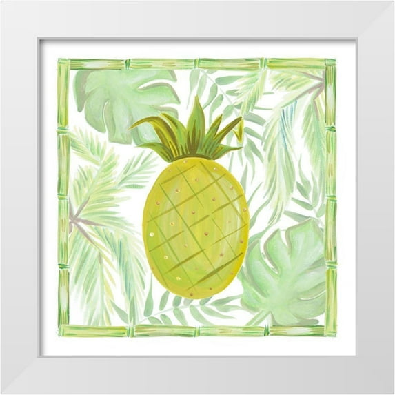 Del Sol, Ani 20x20 White Modern Wood Framed Museum Art Print Titled - Tropical Pineapple I