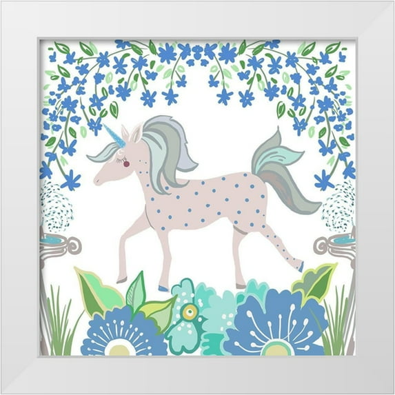 Del Sol, Ani 20x20 White Modern Wood Framed Museum Art Print Titled - Unicorn Forest I