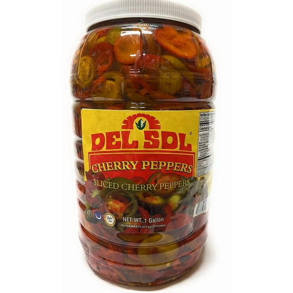 Del Sol Sliced Cherry Peppers | Kosher | 1 Gallon