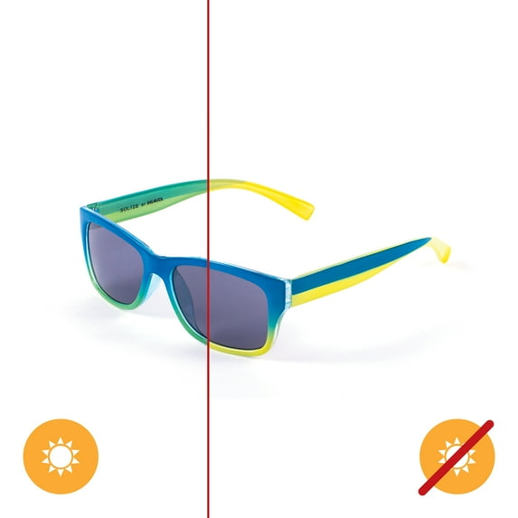 Del Sol Solize Color-Changing Sunglasses For Kids - Hello Summer - Changes Color from Frosted Clear to Blue in the Sun - Polarized Pro, 100% UVA/UVB Protection