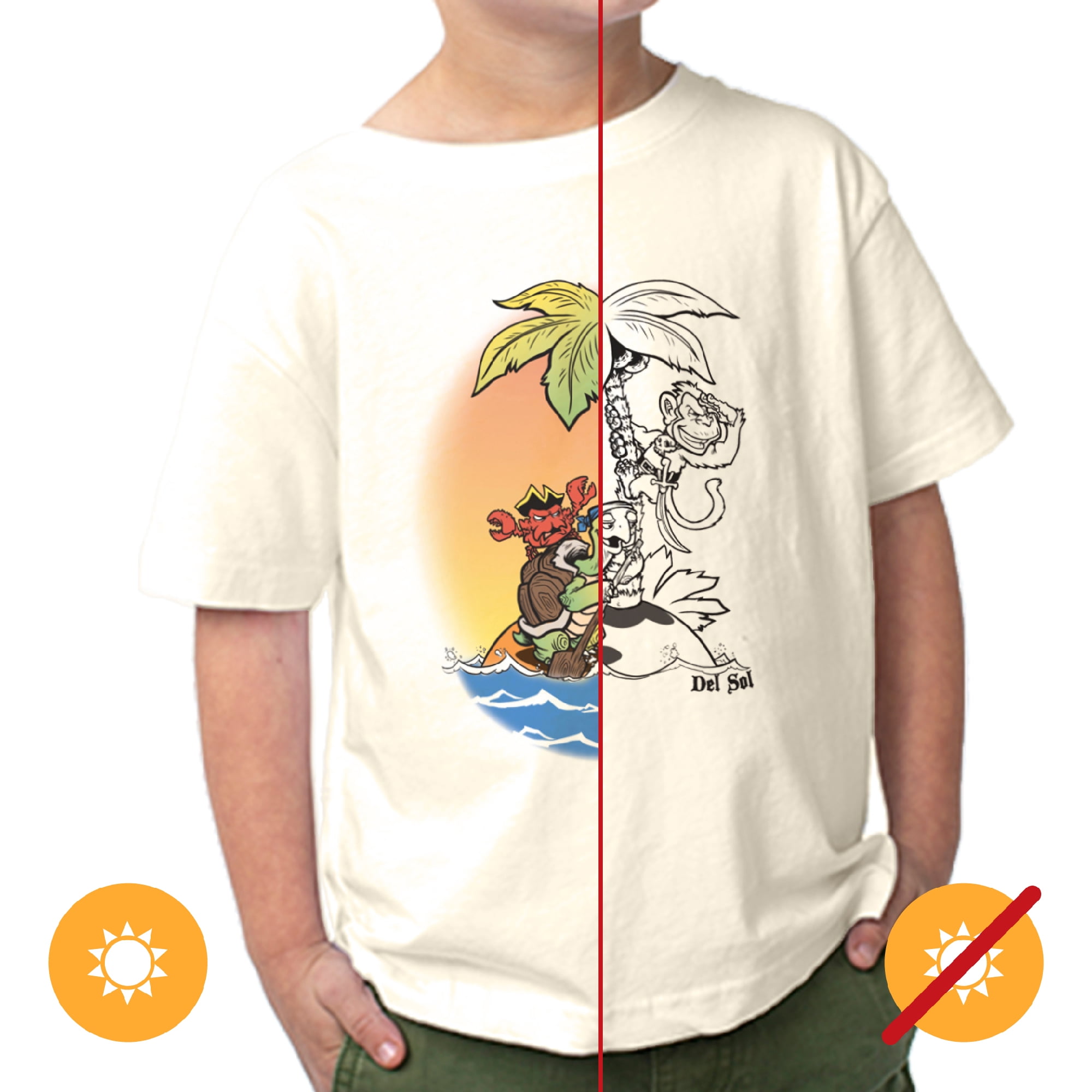 T-Shirt Del Sol Uomo – Sunset Wave In Natural Heather – Maglia Che Cambia Colore Con Il Sole – Da Nero A Colori Vivaci - 2