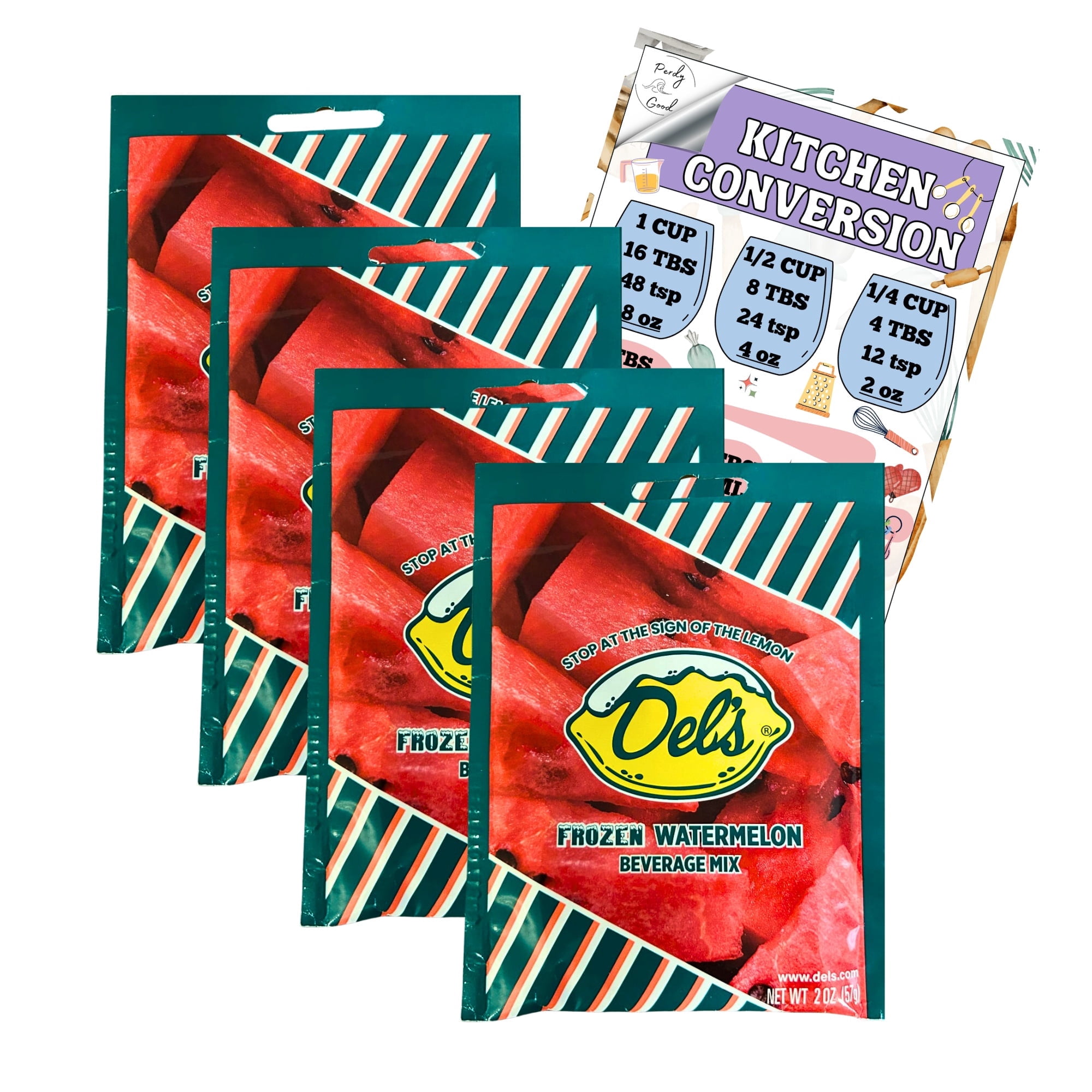 Watermelon Packet Del’s Watermelon Drink Mix Packets – 4 Pack (2 oz Each) – Frozen Drink ...
