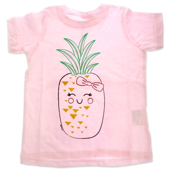 DelSol Girls Crew Tee - Blushing Pineapples - Balerina, 1 Pc T-Shirt (2T)