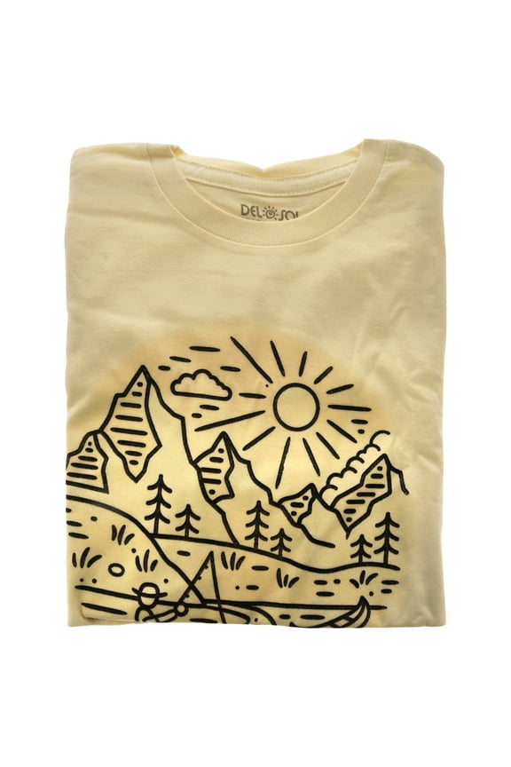 DelSol Kids Crew Tee - Fish Scene - Natural , 1 Pc T-Shirt (YM)