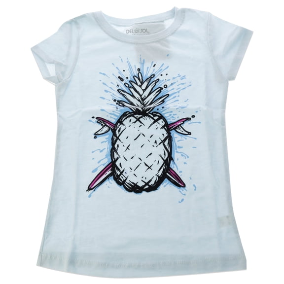 DelSol Kids Premium Crew Tee - Pineapples - Ice Blue , 1 Pc T-Shirt (YXS)