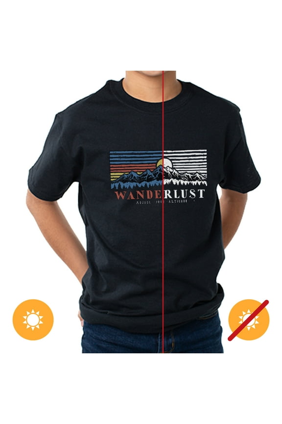 DelSol Men Crew Tee - Black T-Shirt - Mountain Scene